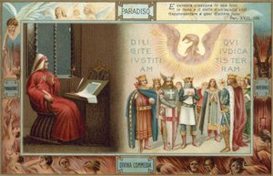 Illustration till Dantes Den gudomliga komedin (färglitografi) av Italian School