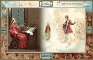 Illustration till Dantes Den gudomliga komedin (färglitografi) av Italian School