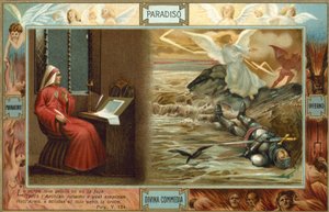 Illustration till Dantes Den gudomliga komedin (färglitografi) av Italian School