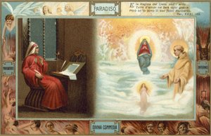 Illustration till Dantes Den gudomliga komedin (färglitografi) av Italian School