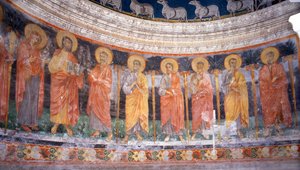 Jesus och Maria bland de tolv apostlarna av Italian School