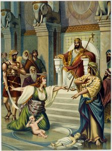 Judgment of Solomon - i "Classical Golden Bible: History of Divine Revelation in the Ancient and New Tension" "av Giovanni Ladislao Sykora (vol. 1), översatt av Don Clemente Benetti. (Italiensk bibel) av Italian School
