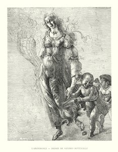 Överflöd, teckning av Sandro Botticelli (gravyr) av Italian School