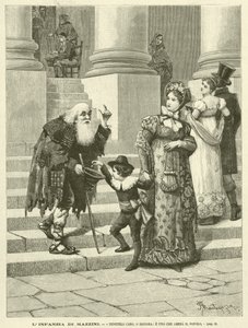 Mazzinis barndom, "Håll honom kär, o fru och en som älskar folket" (gravyr) av Italian School