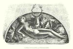 Diana av Fontainebleau, av Benvenuto Cellini (gravyr) av Italian School