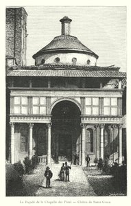 Fasaden på kapellet i Pazzi, klostret Santa Croce (gravyr) av Italian School