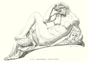 Natten, allegorisk figur, Medicis grav (gravyr) av Italian School