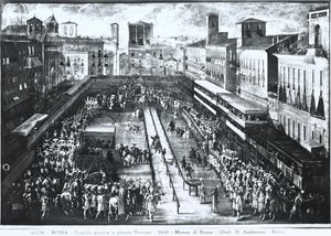 Stor turnering på Piazza Navona, ca 1610 av Italian School