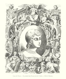 Laure de Noves, faksimil av ett 1500-talsporträtt, British Museum (gravyr) av Italian School