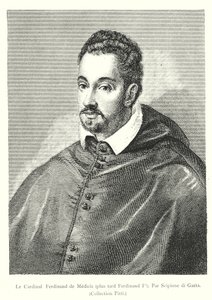 Le Cardinal Ferdinand de Medici, plus sen Ferdinand Ier, Par Scipione di Gaeta, Collection Pitti (gravyr) av Italian School
