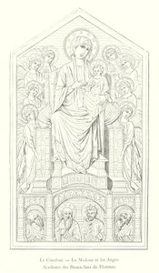 Cimabue, Madonnan och änglarna, Academy of Fine Arts i Florens (gravyr) av Italian School