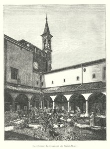 Klostret i Sankt Markusklostret (gravyr) av Italian School