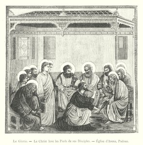 Le Giotto, Kristus som tvättar sina lärjungars fötter, Arenakyrkan, Padua (gravyr) av Italian School