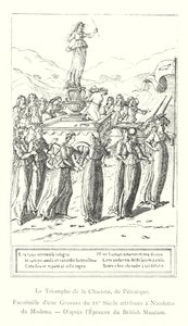 Kyskhetens triumf, av Petrarch, faksimil av en gravyr från 1400-talet tillskriven Nicoletto da Modena, efter British Museum Print (gravyr) av Italian School