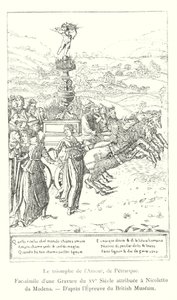 The Triumph of Love, av Petrarch, faksimil av en gravyr från 1400-talet tillskriven Nicoletto da Modena, efter British Museum Print (gravyr) av Italian School