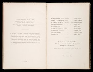 Libretto av Tosca av Giacomo Puccini, Edition Ricordi, Italien av Italian School