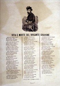 Texten till en populär sång om rånarna i Chiavone av Italian School