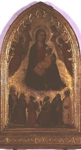 Madonna av ödmjukhet med heliga (tempera på panel) av Italian School