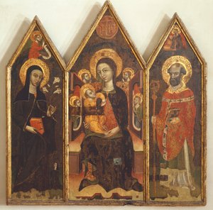 Madonna med barn mellan St Clare och St Basil av Italian School