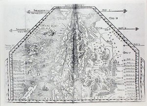 Karta över Skandinavien, från en atlas av Olaus Magnus av Italian School