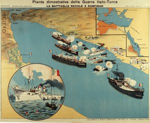 Karta över slaget vid Kunfuda Bay av Italian School