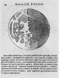 Karta över månen, illustration från Sidereus Nuncius av Galileo Galilei, 1610