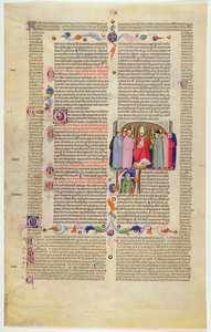 Marlay Cutting IT.10: Löv med miniatyr från Gratians Decretum som visar ärkebiskopen på tronen mellan präster och sekulära av Italian School