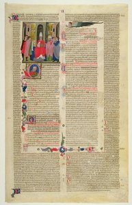 Marlay Cutting IT.3: Löv med miniatyr från Gratians Decretum som visar fallet med biskopen anklagad för köttslig synd av Italian School