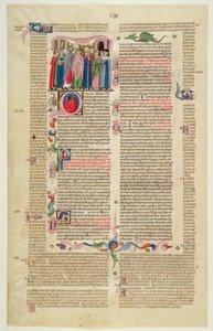 Marlay Cutting IT.7: Löv med miniatyr från Gratians Decretum som visar fallet med abboten som blev biskop av Italian School