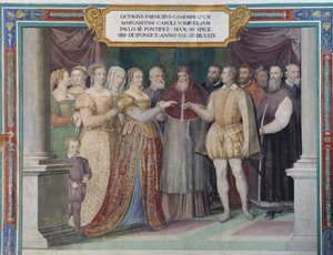 Äktenskap mellan Ottavio Farnese och Margareta av Österrike, dotter till Karl V, av påven Paul III Farnese av Italian School