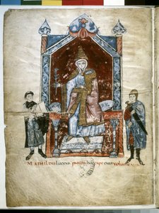 Matilda av Toscana: tronande Matilde av Canossa (miniatyr) av Italian School