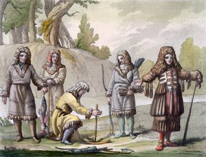 Män från Kamchatka, avlägsna östra Ryssland, ca 1820-30-talet av Italian School
