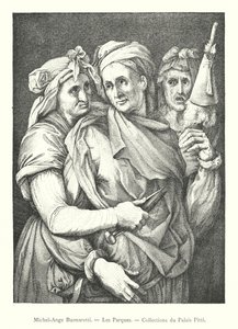 Michelangelo Buonarotti, Parkerna, Pitti Palace Collections (gravyr) av Italian School