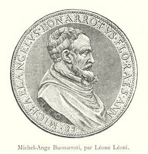 Michel-Ange Buonarroti, av Leone Leoni (gravyr) av Italian School