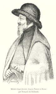 Michelangelo tecknad efter Naturen i Rom av Francois de Hollande (gravyr) av Italian School
