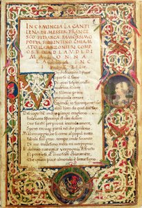 Ms.392 fol.1 Song in praise of Laure, från 