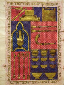 Ms.OR.26 fol.25v Templets instrument, från den hebreiska bibeln (vellum) av Italian School