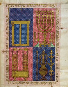 Ms.OR.26 fol.26r Templets instrument, från den hebreiska bibeln (vellum) av Italian School