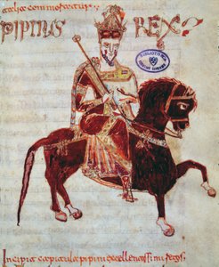Ms 4 Ridsporträtt av Pepin (ca 773-810) kung av Italien, 1023 av Italian School