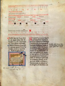 Ms Latin 7272 fol.112 Upplyst kalendersida för mars, 1300-talet av Italian School