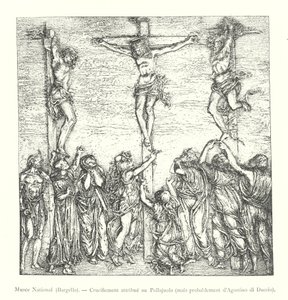 Nationalmuseet, Bargello, korsfästelse tillskriven Pollajuolo, men troligen av Agostino di Duccio (gravyr) av Italian School