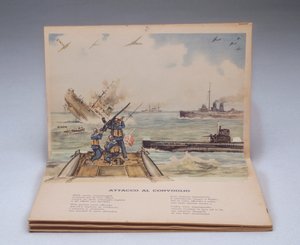 Sjöslag, tredimensionell illustration från barnboken I nostri soldati (Våra soldater) av Italian School