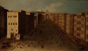 Napolitansk gatubild av Italian School