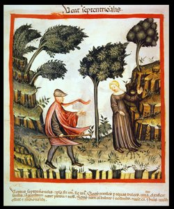 Nova 2644 fol.58v Nordvinden, från Tacuinum Sanitatis av Italian School