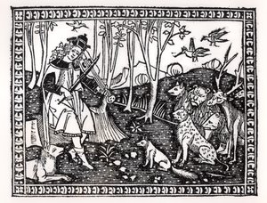 Orpheus Playing to the Animals, 1500 (träsnitt) (bw-foto) av Italian School