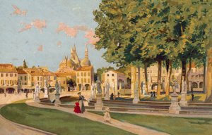 Padova / Padua: Piazza Vittorio Emanuele, Prato della Valle (chromolitho) av Italian School