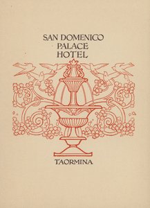 Sida ur broschyr för San Domenico Palace Hotel, Taormina (litografi) av Italian School