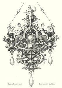Pendeloque, av Benvenuto Cellini (gravyr) av Italian School