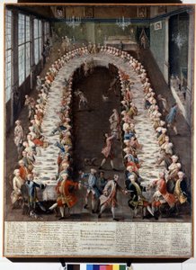 Framförande av en bankett anordnad av familjen Nani. Målning från 1700-talet. av Italian School