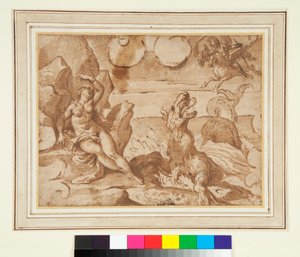 Perseus räddar Andromeda av Italian School